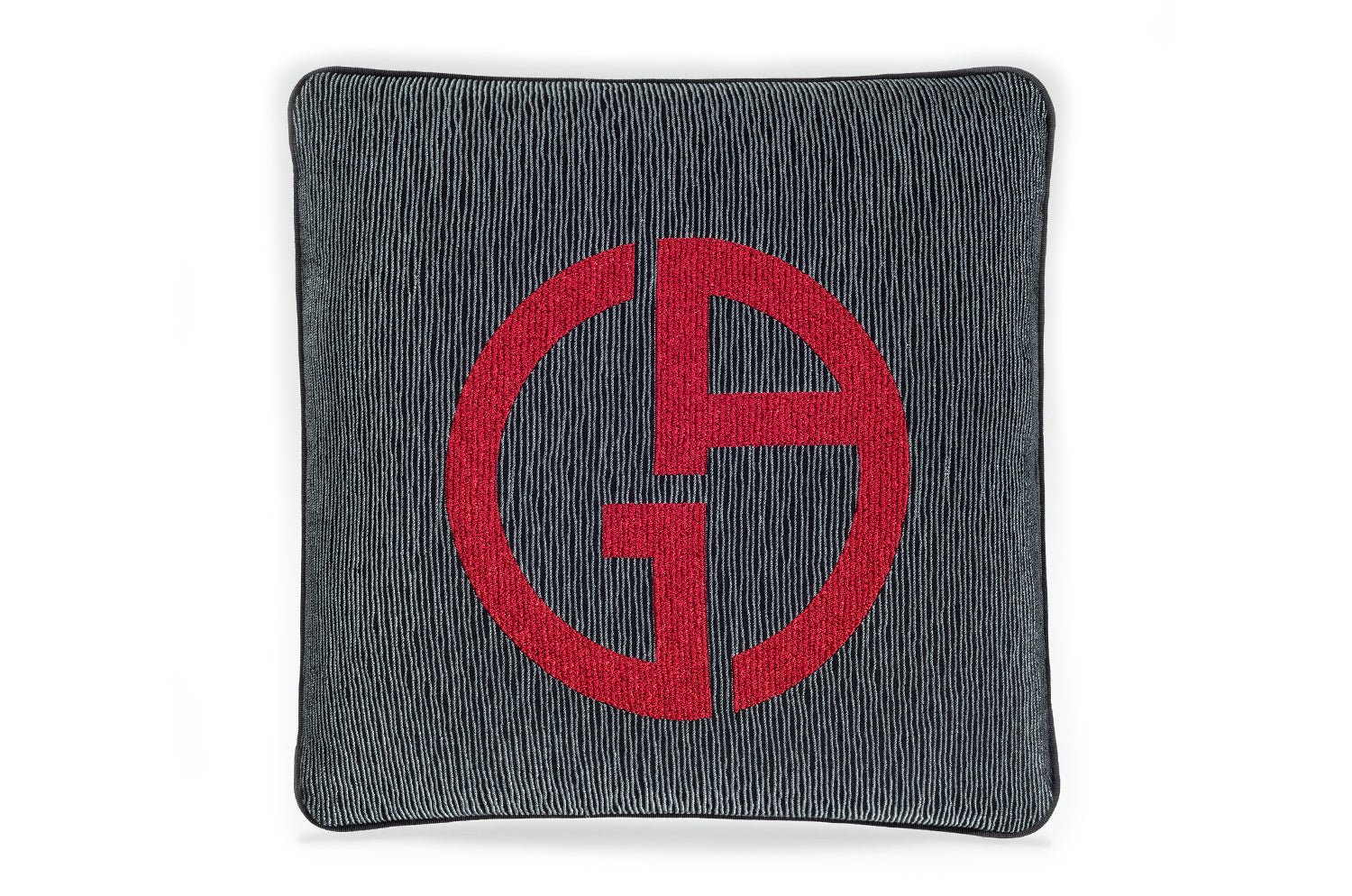 【海外取寄品】ARMANI/CASA JANETTE ジャネットクッション ANTHRACITE/RED 40×40cm フェザー 中材付 - HOUSE OF JAPAN Shop