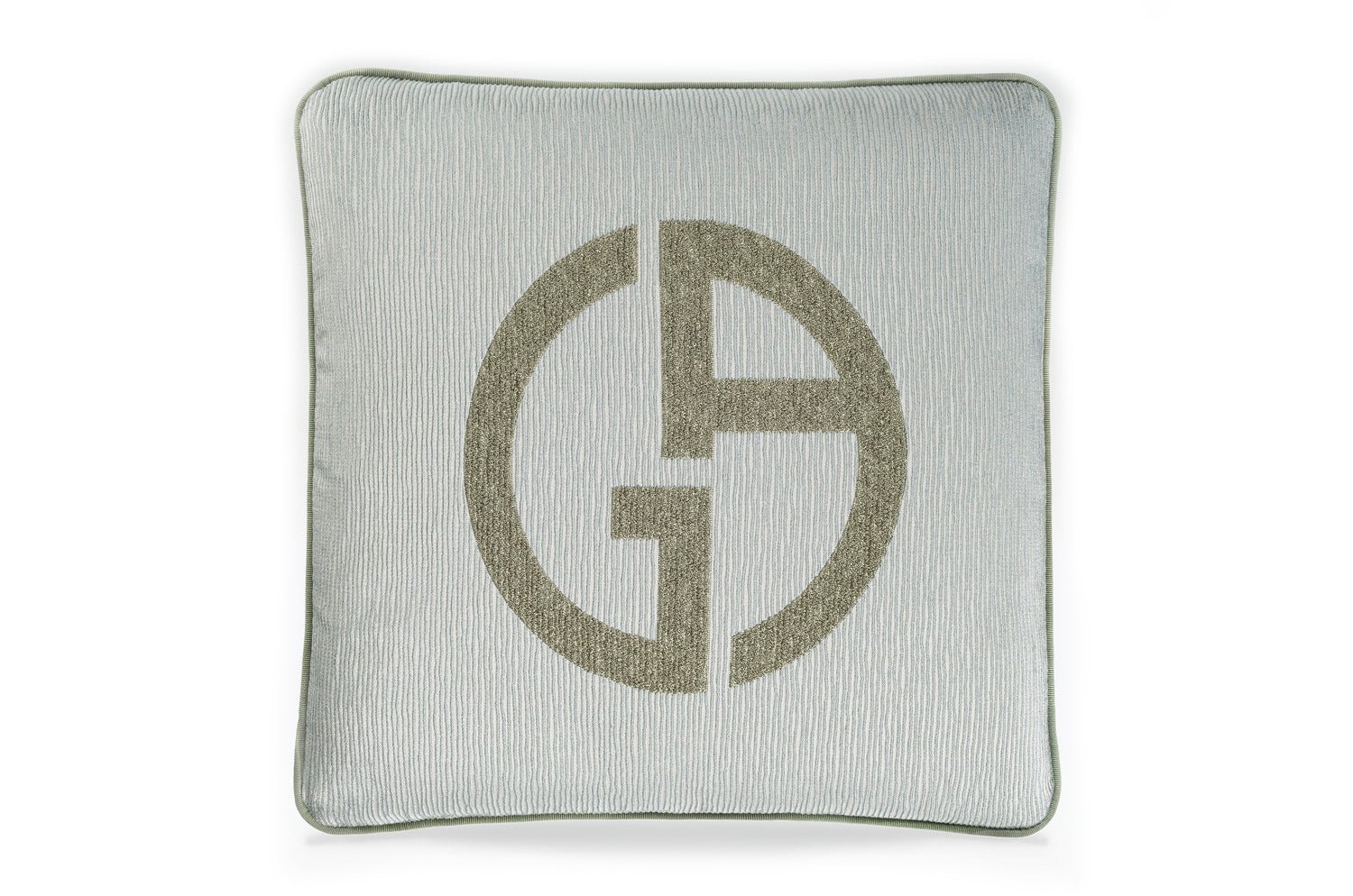 【海外取寄品】ARMANI/CASA JANETTE ジャネットクッション LIGHT BLUE/SAGE GREEN 40×40cm フェザー 中材付 - HOUSE OF JAPAN Shop