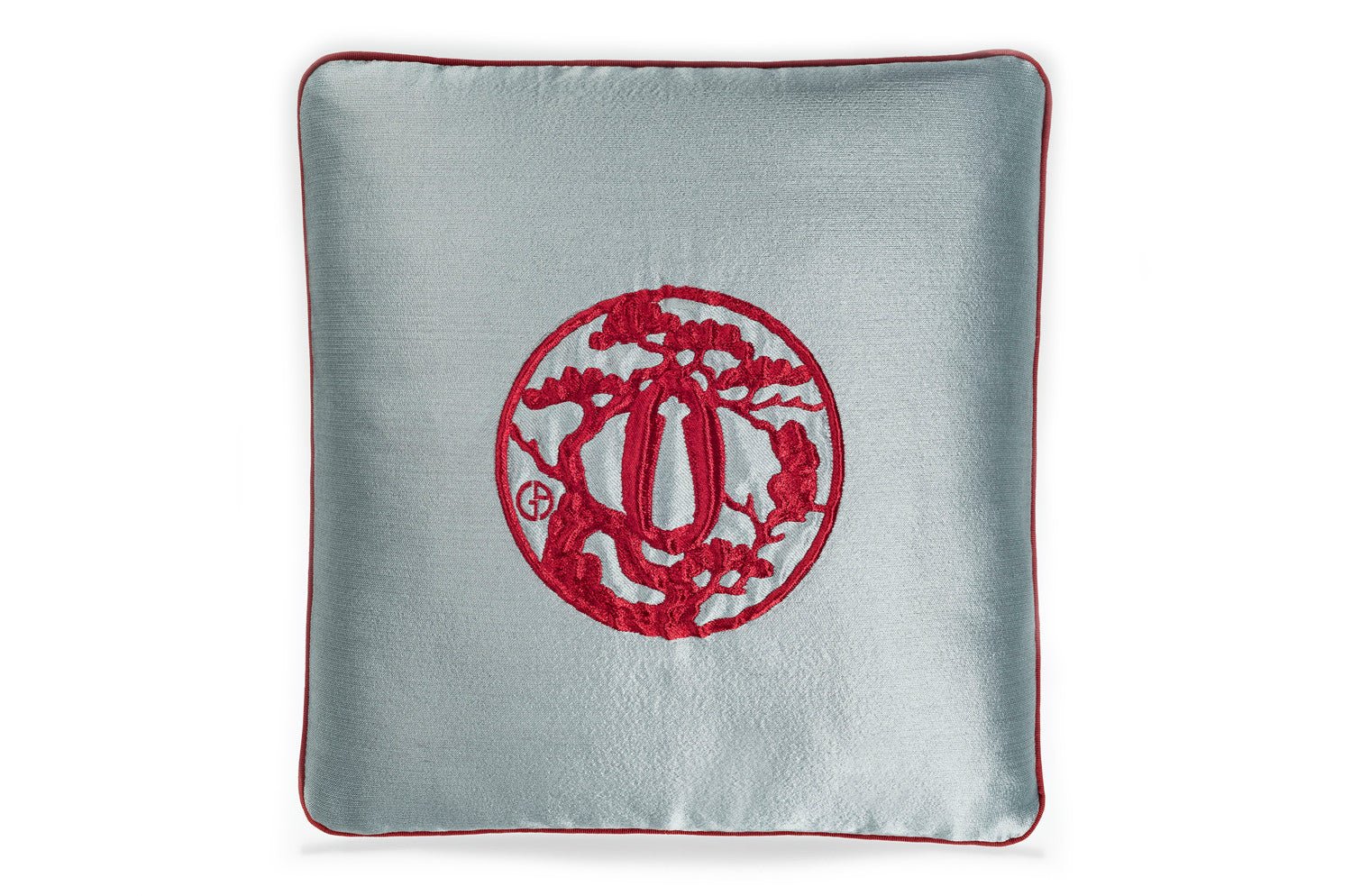 【海外取寄品】ARMANI/CASA JAPAN ジャパン クッション LIGHT BLUE/RUBIN RED 40×40cm フェザー 中材付 - HOUSE OF JAPAN Shop