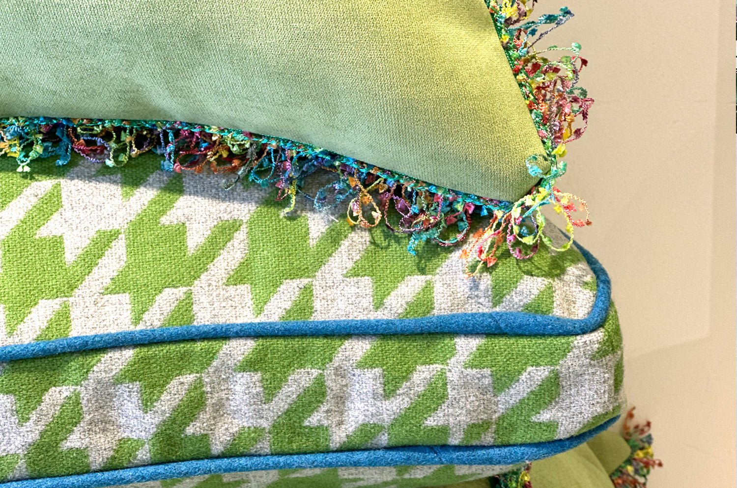 CASAMANCE(カサマンス)千鳥格子クッション ライムグリーン 50×30×5cm 中材付 - HOUSE OF JAPAN Shop