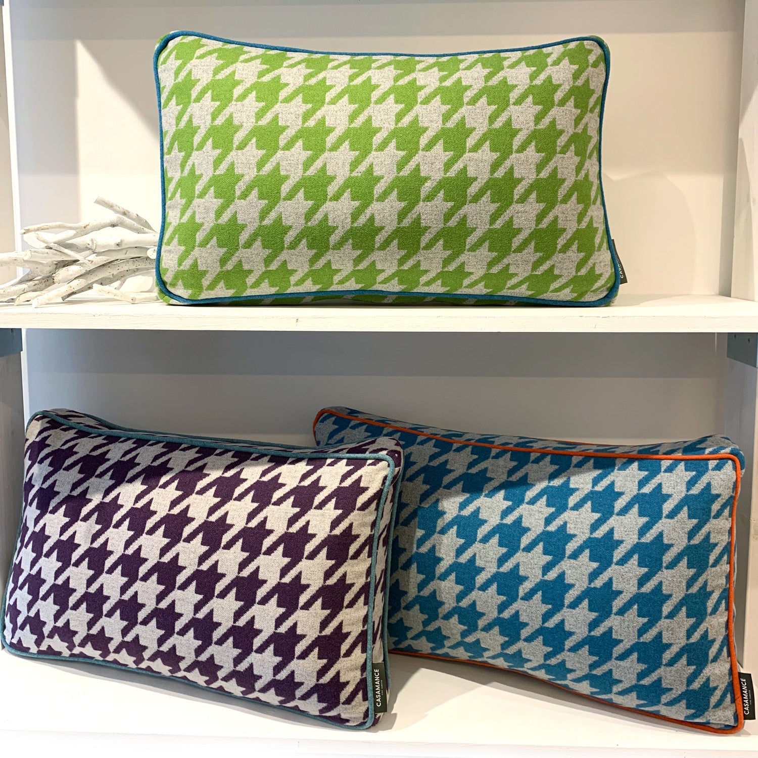 CASAMANCE(カサマンス)千鳥格子クッション ライムグリーン 50×30×5cm 中材付 - HOUSE OF JAPAN Shop