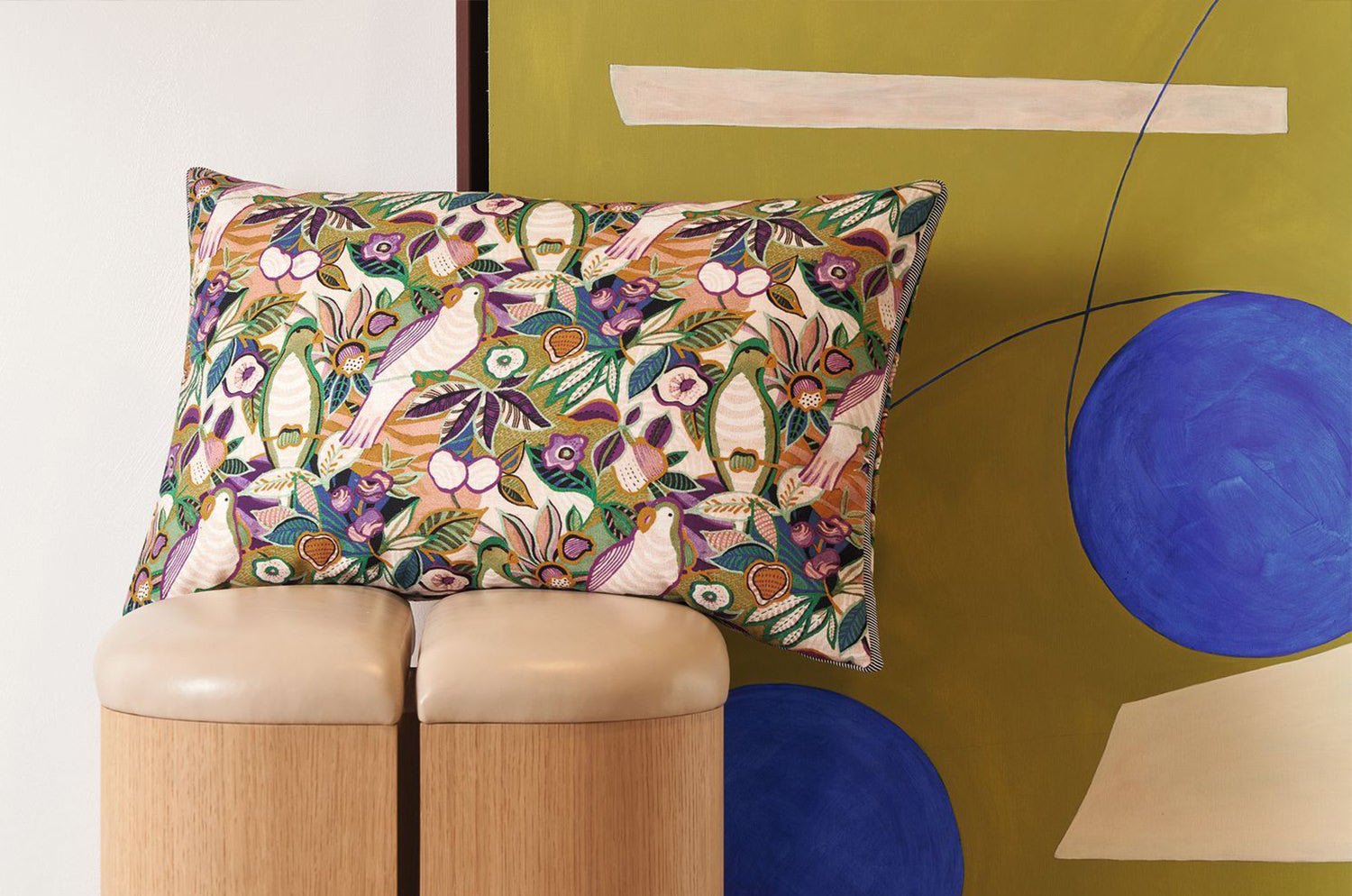 【海外取寄品】CASAMANCE ARA アラ クッション(オリーブ ヴィオレ) 60×40cm 中材付 - HOUSE OF JAPAN Shop