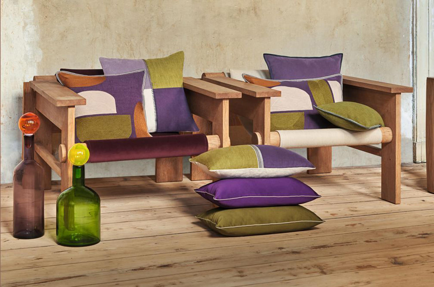 【海外取寄品】CASAMANCE BROOKS ブルックス クッション(ウルトラヴィオレ) 50×30cm 中材付 - HOUSE OF JAPAN Shop