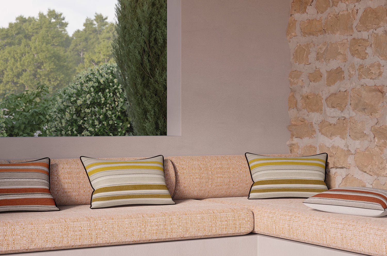 【海外取寄品】CASAMANCE ESPANTO エスパント クッション(オランジュ テラコッタ) 50×30cm 中材付 - HOUSE OF JAPAN Shop