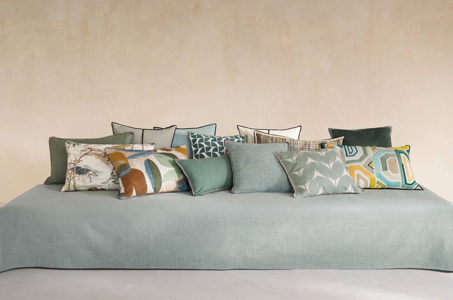 【海外取寄品】CASAMANCE HERBES FOLLES エルブ フォル クッションカバー(セラドン) 45×45cm - HOUSE OF JAPAN Shop