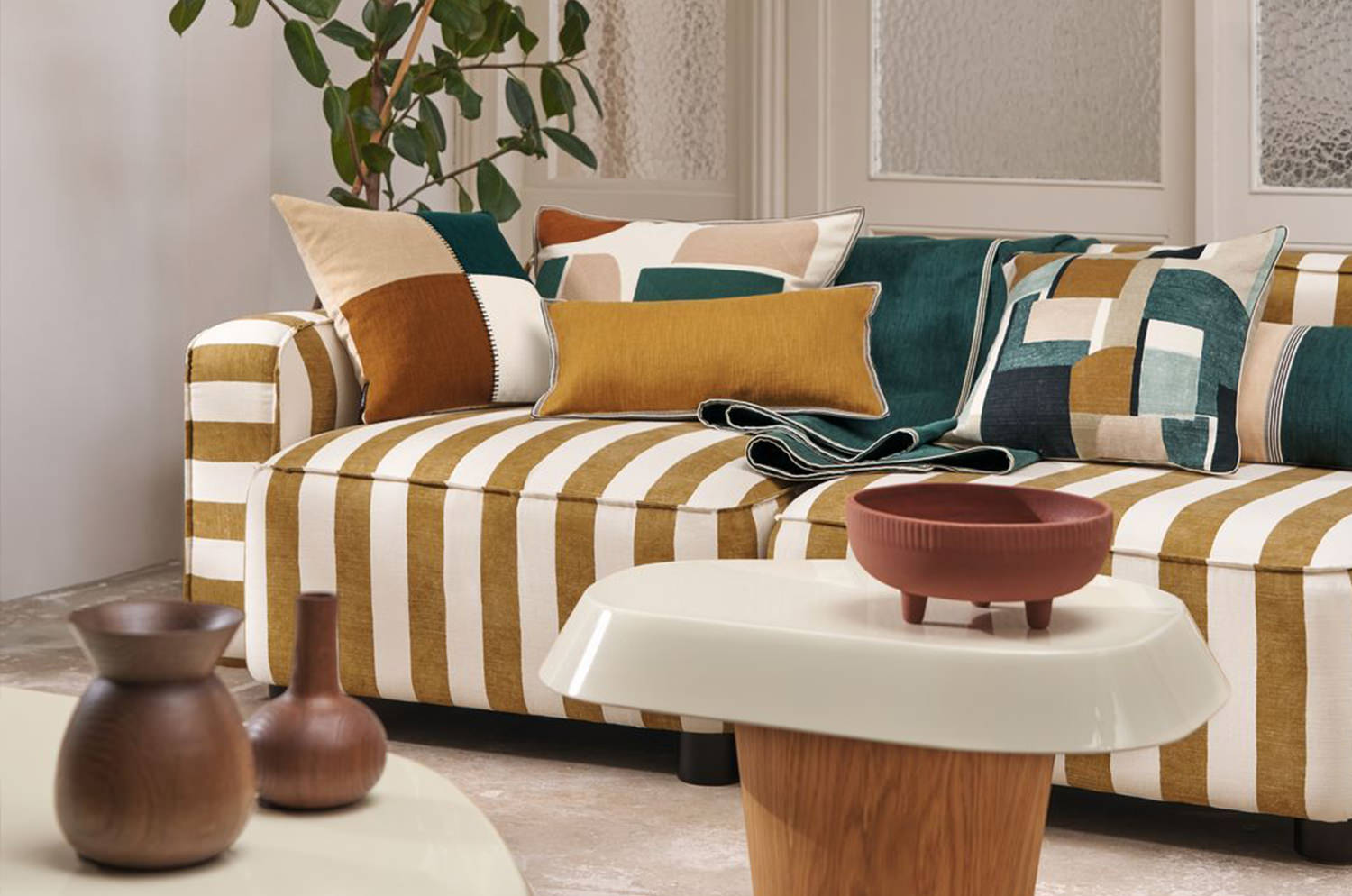 【海外取寄品】CASAMANCE MONTSOURIS モンスリ クッションカバー(ヴィオレ セラドン ) 45×45cm - HOUSE OF JAPAN Shop