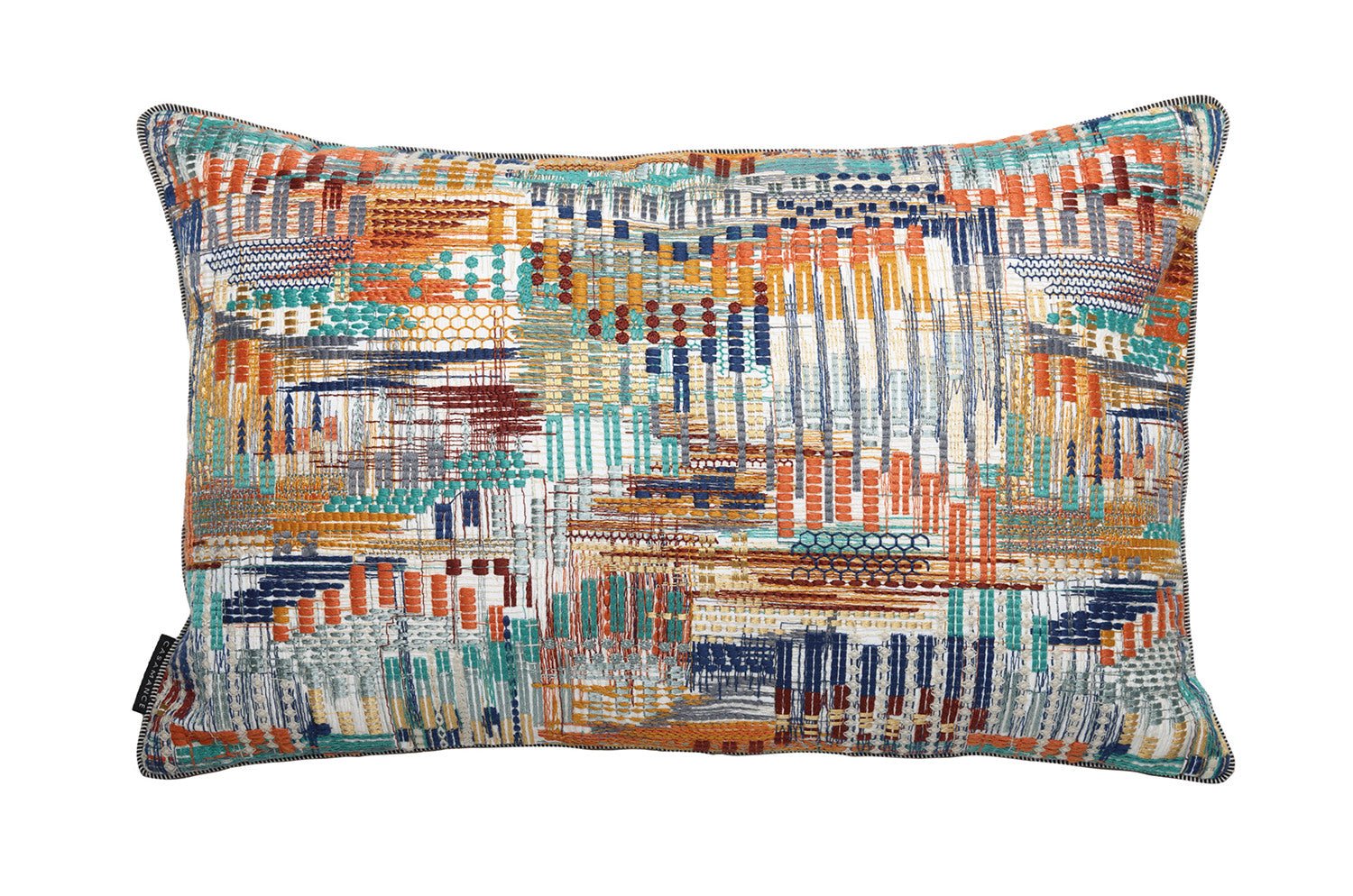 【海外取寄品】CASAMANCE POINT DE VUE ポワン ド ヴュ クッション(ターコイズ オランジュ ブリュレ) 60×40cm 中材付 - HOUSE OF JAPAN Shop