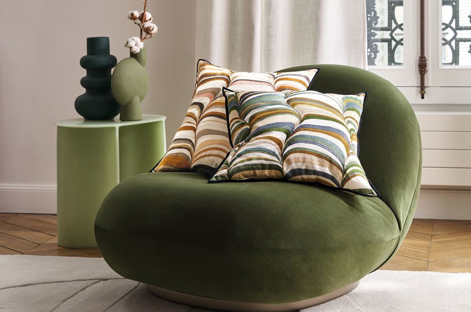 【海外取寄品】CASAMANCE STRATES ストラテス クッションカバー(アンブル ローズ プードル) 45×45cm - HOUSE OF JAPAN Shop