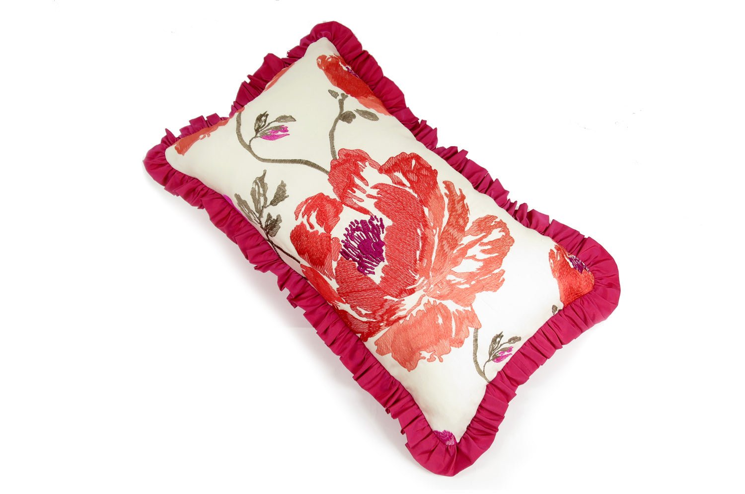 CASAMANCE(カサマンス)Lombok フリル刺繍クッション No.02 53×30cm 中材付 - HOUSE OF JAPAN Shop