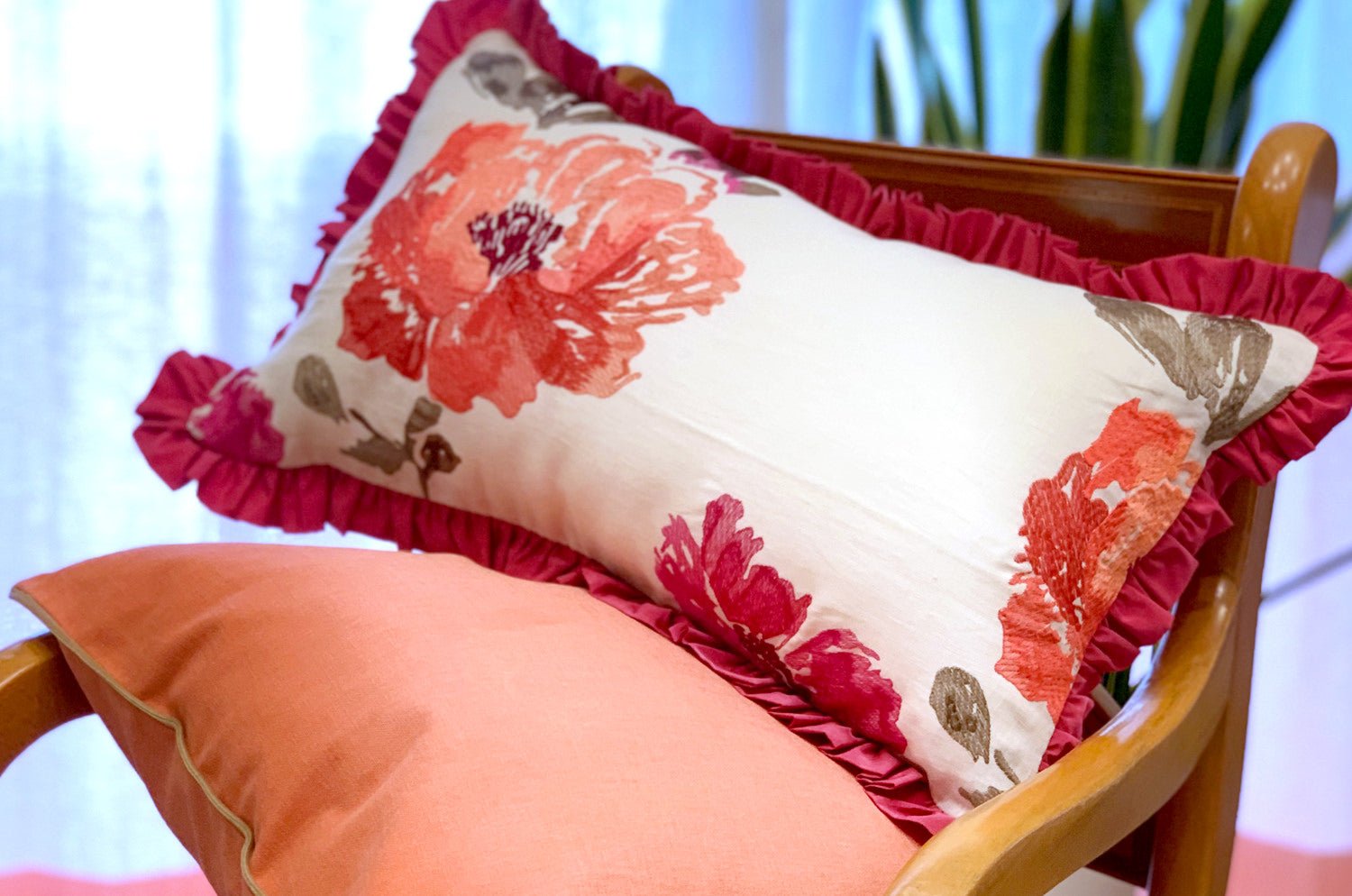 CASAMANCE(カサマンス)Lombok フリル刺繍クッション No.02 53×30cm 中材付 - HOUSE OF JAPAN Shop