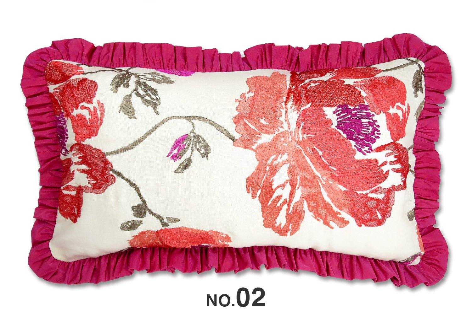 CASAMANCE(カサマンス)Lombok フリル刺繍クッション No.02 53×30cm 中材付 - HOUSE OF JAPAN Shop