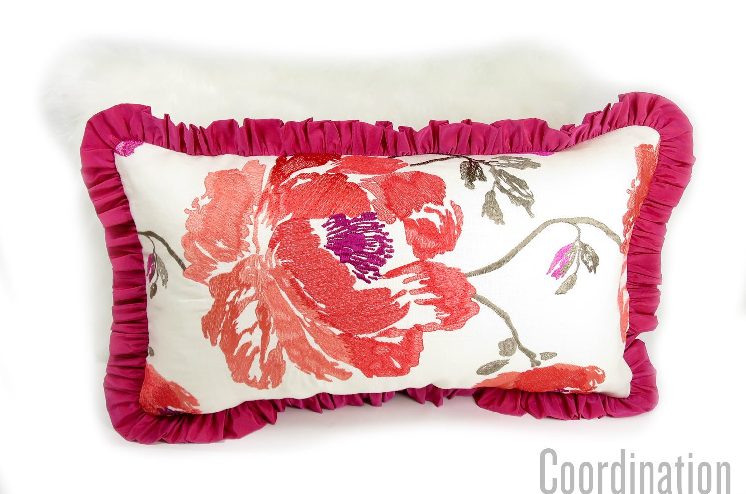 CASAMANCE(カサマンス)Lombok フリル刺繍クッション No.03 53×30cm 中材付 - HOUSE OF JAPAN Shop