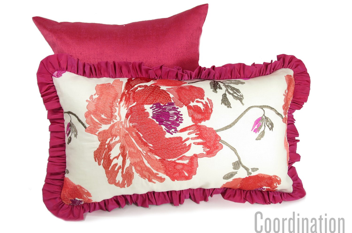 CASAMANCE(カサマンス)Lombok フリル刺繍クッション No.03 53×30cm 中材付 - HOUSE OF JAPAN Shop