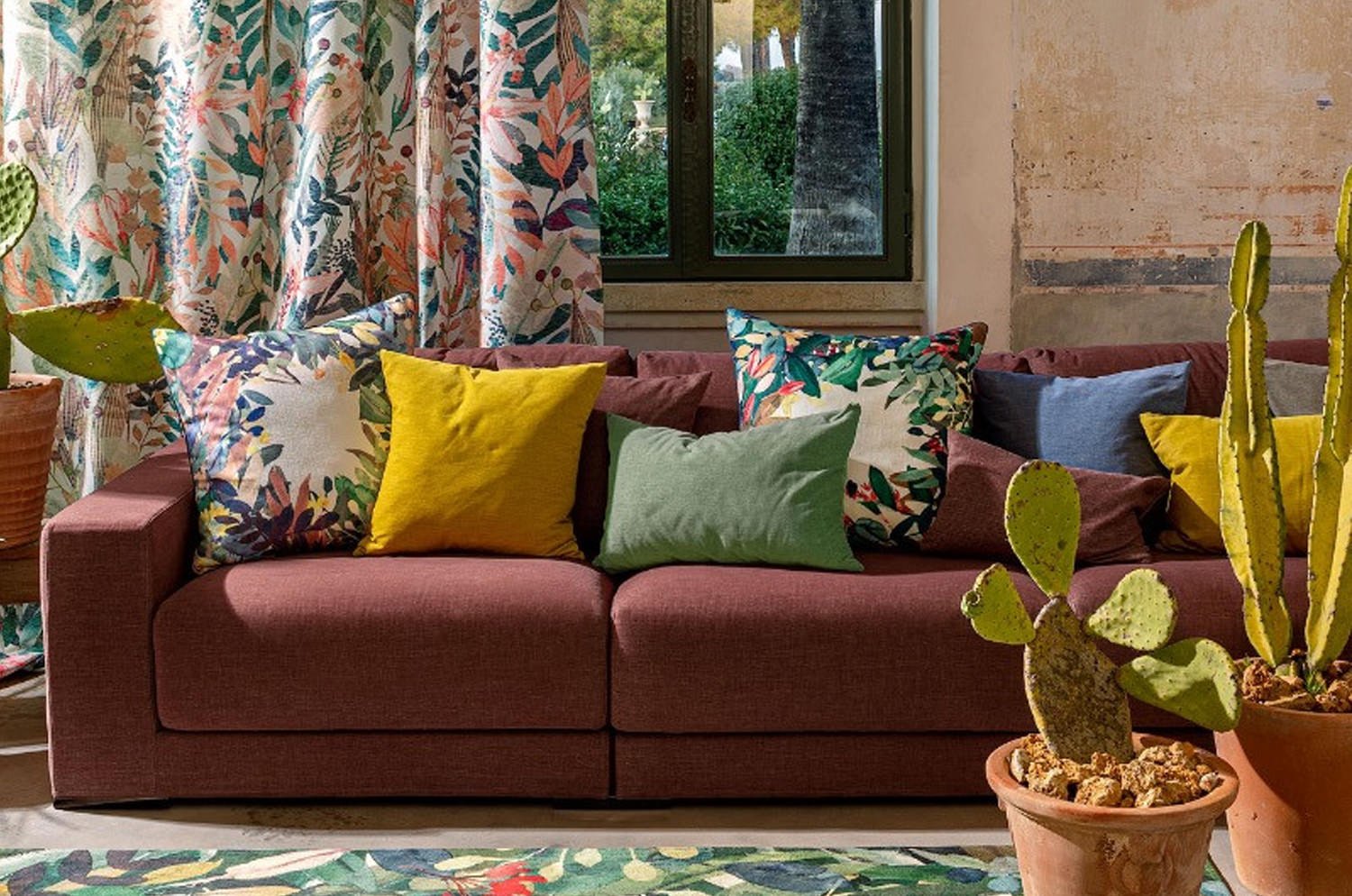 【海外取寄品】FISBA ESTIVAL ボタニカルクッション No.402 60×60cm 中材付 - HOUSE OF JAPAN Shop