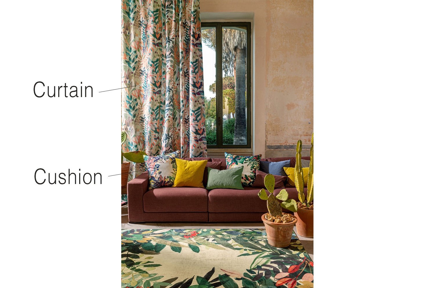 【海外取寄品】FISBA ESTIVAL ボタニカルクッション No.405 60×60cm 中材付 - HOUSE OF JAPAN Shop