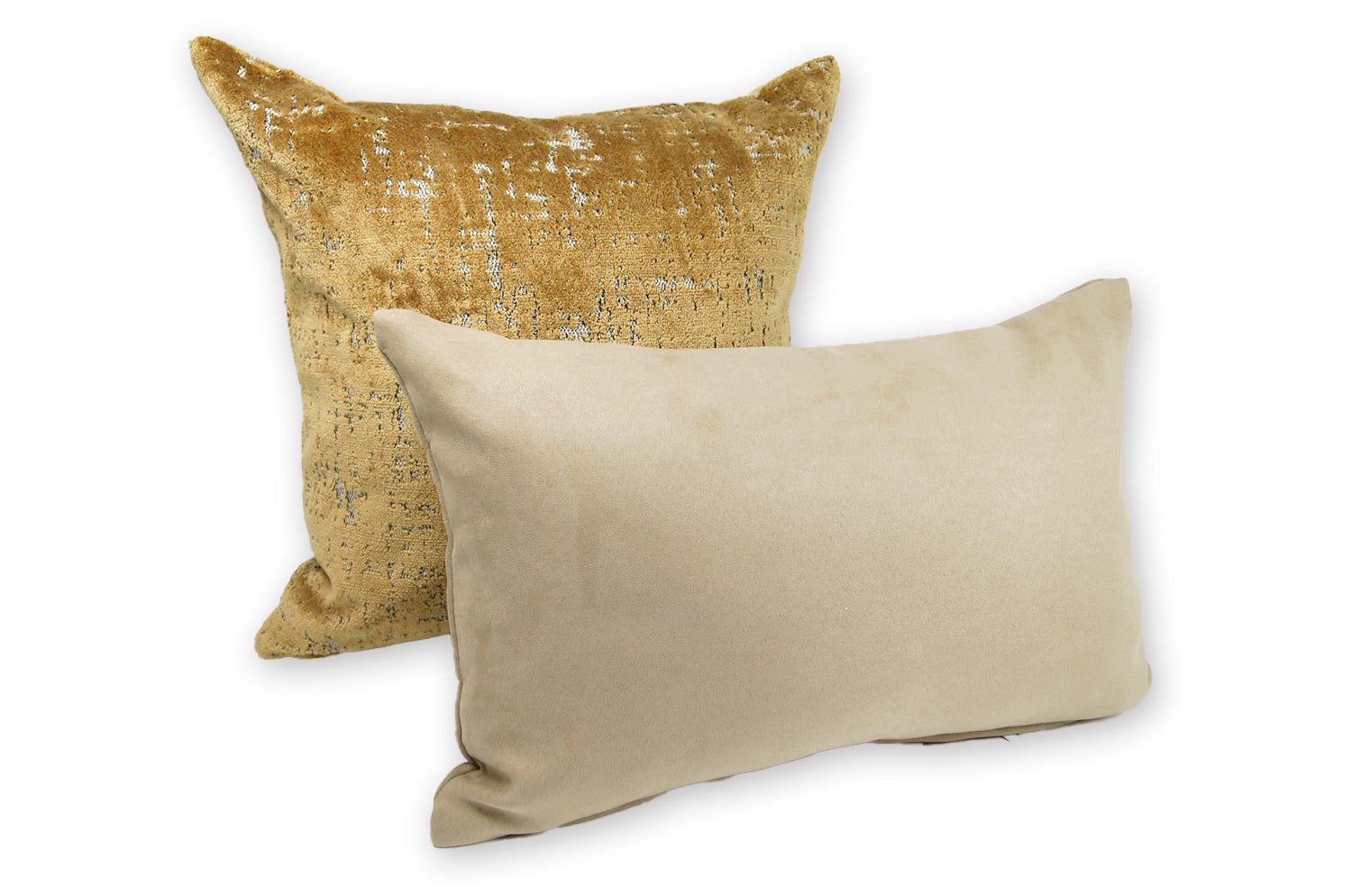 The Baghera Suede ベージュスエード&ラッカーニジップクッション 45×30cm 中材付 - HOUSE OF JAPAN Shop