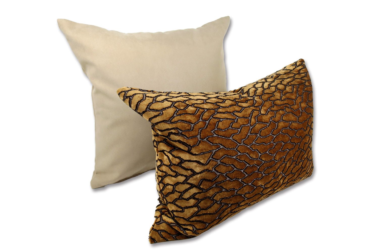 The Baghera Suede ベージュスエード&ラッカーニジップクッションカバー 45×45cm - HOUSE OF JAPAN Shop