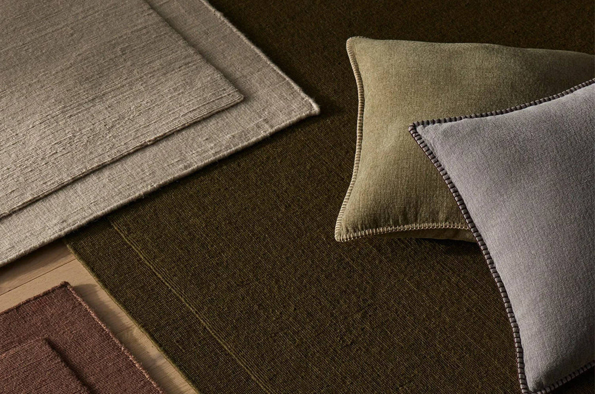 The Blanket stitch ブランケットステッチ クッションカバー (Moss) 50×50cm - HOUSE OF JAPAN Shop