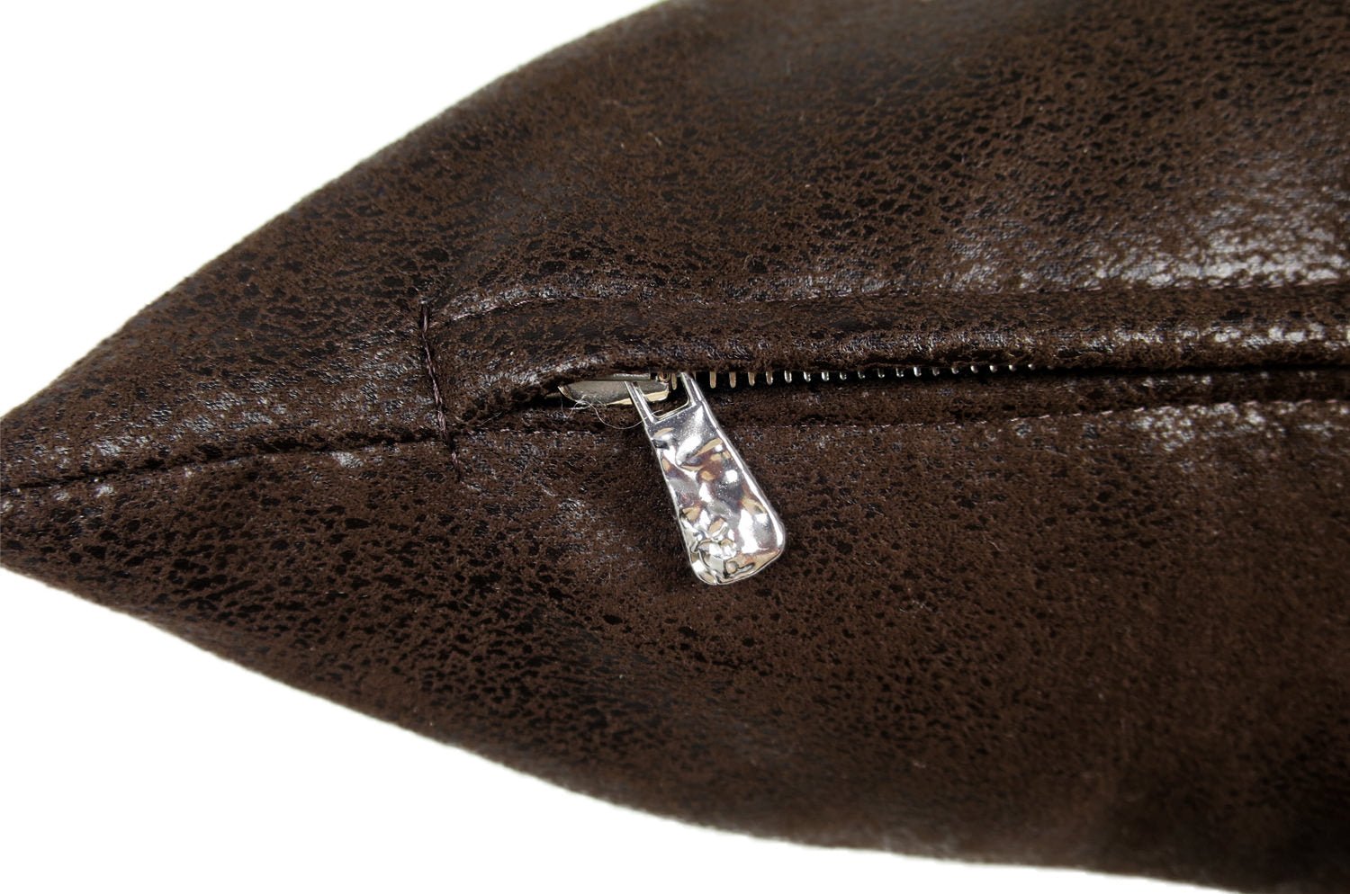 The BondLeather ブラウンレザー&ラッカーニジップクッション 45×30cm 中材付 - HOUSE OF JAPAN Shop