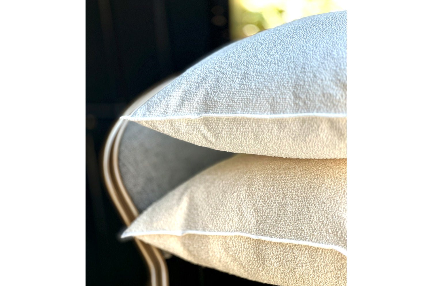 The Bouclette フランス製 ブークレ フレーム クッションカバー (ecru) 45×45cm - HOUSE OF JAPAN Shop