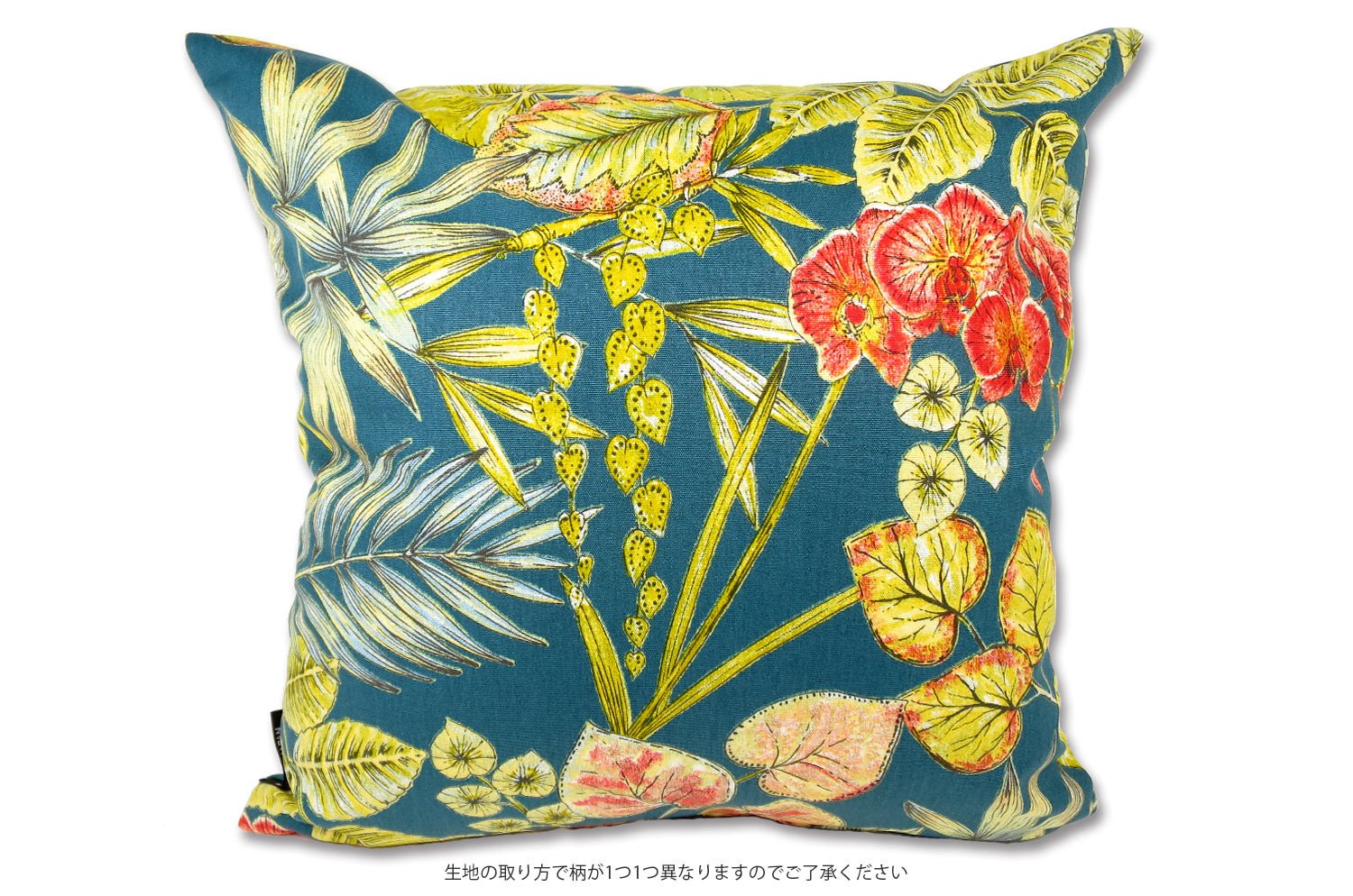 The Bouquet Petrol Outdoor&Indoor fabric ボタニカルパトロール 撥水クッションカバー 45×45cm - HOUSE OF JAPAN Shop