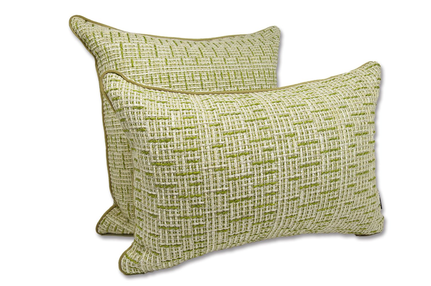 The Brochier Gru ブロシエ グル ベルベットパイピング ジャガードクッション(Aloe)45×30cm フェザー中材付 - HOUSE OF JAPAN Shop