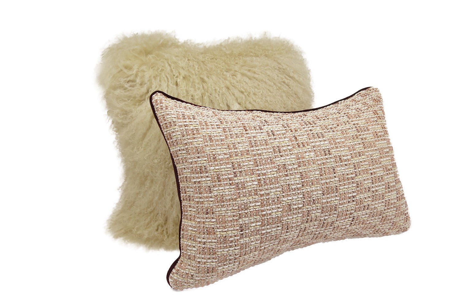 The Brochier Gru ブロシエ グル ベルベットパイピング ジャガードクッション(Blush)45×30cm フェザー中材付 - HOUSE OF JAPAN Shop