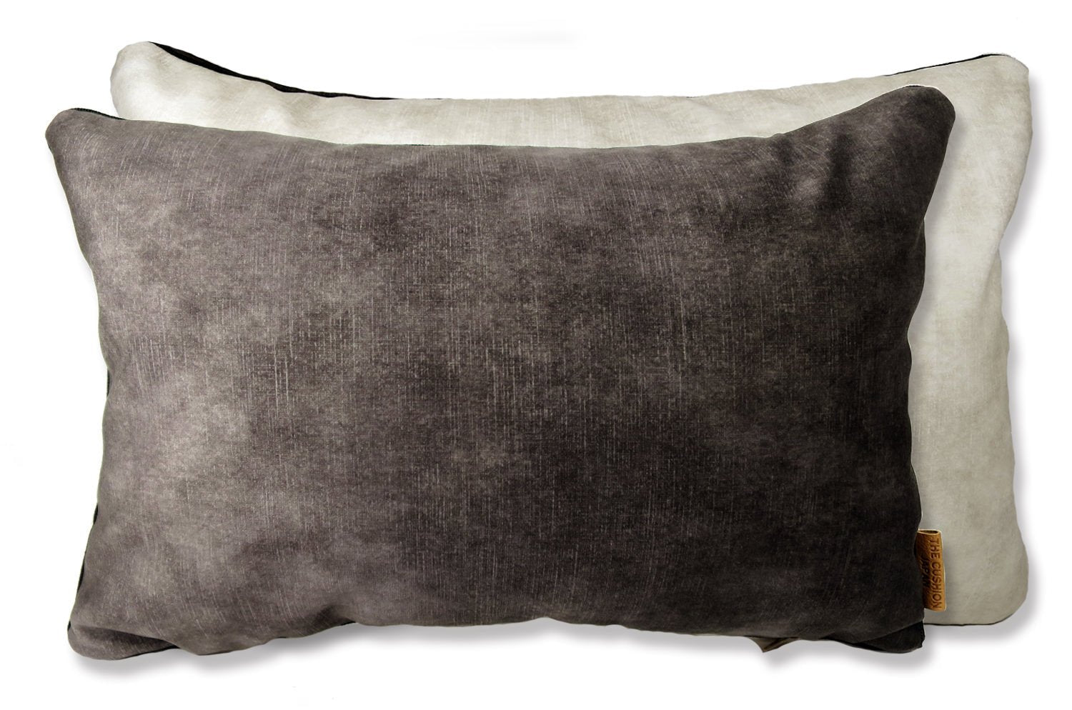 The CASAMANCE カサマンス ニット・ ベルベット ツートンクッション (アッシュグレー&アイボリーホワイト) 45×30cm 中材付 - HOUSE OF JAPAN Shop