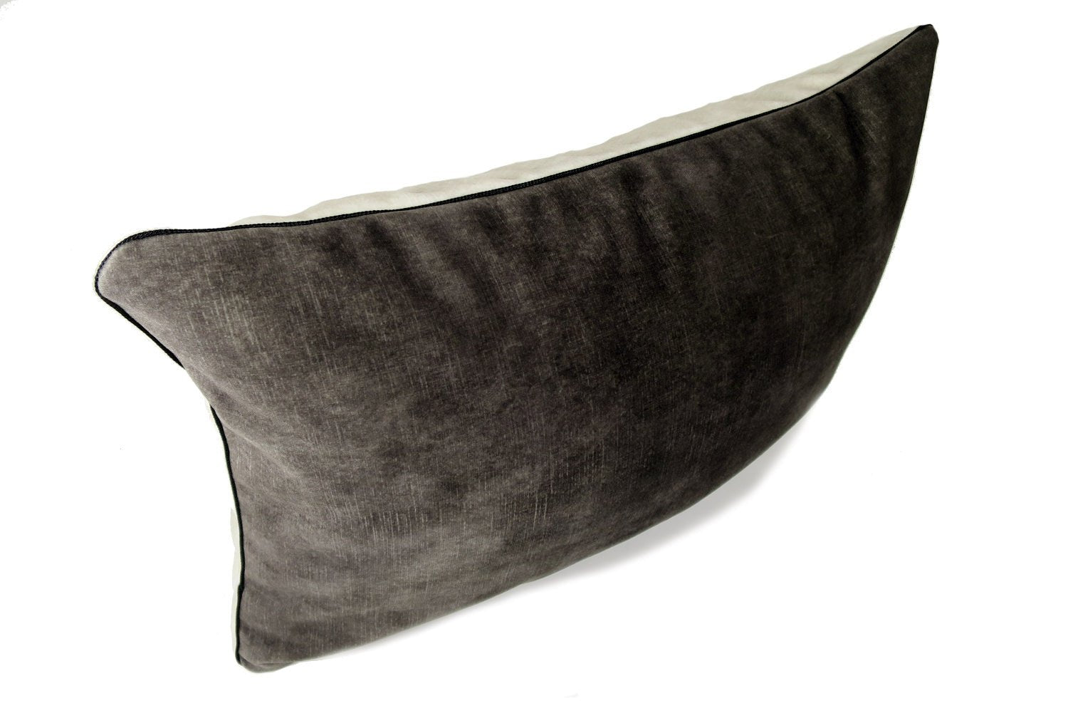 The CASAMANCE カサマンス ニット・ ベルベット ツートンクッション (アッシュグレー&アイボリーホワイト) 45×30cm 中材付 - HOUSE OF JAPAN Shop