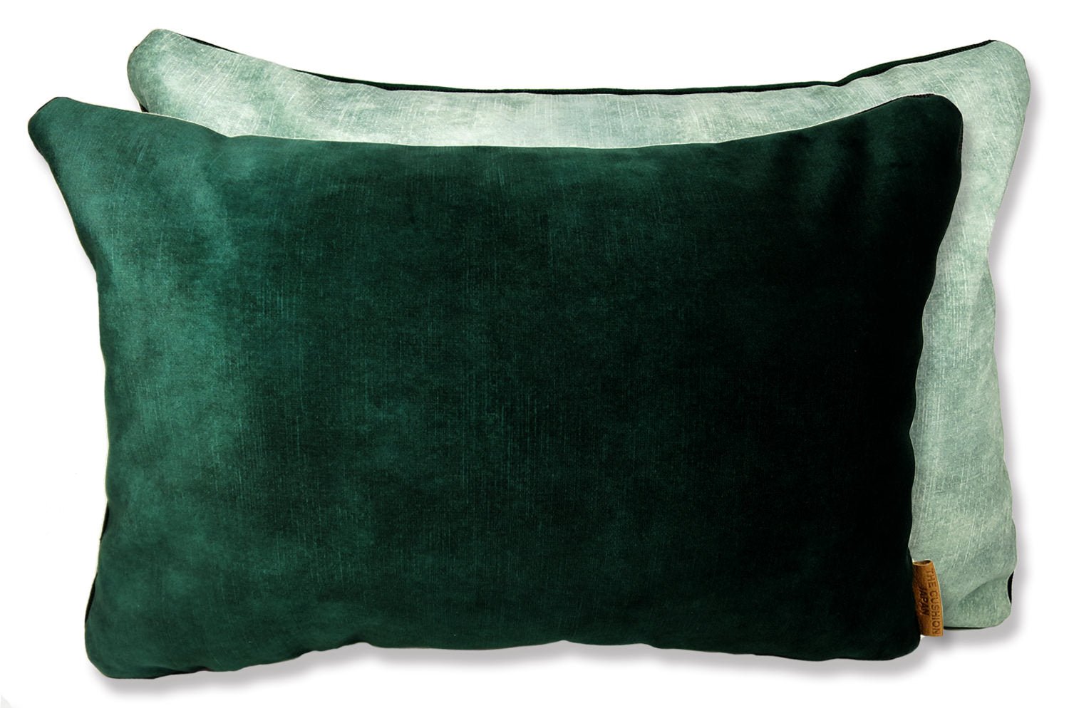 The CASAMANCE カサマンス ニット・ベルベット ツートンクッション (ファーグリーン&アクアグリーン) 45×30cm 中材付 - HOUSE OF JAPAN Shop