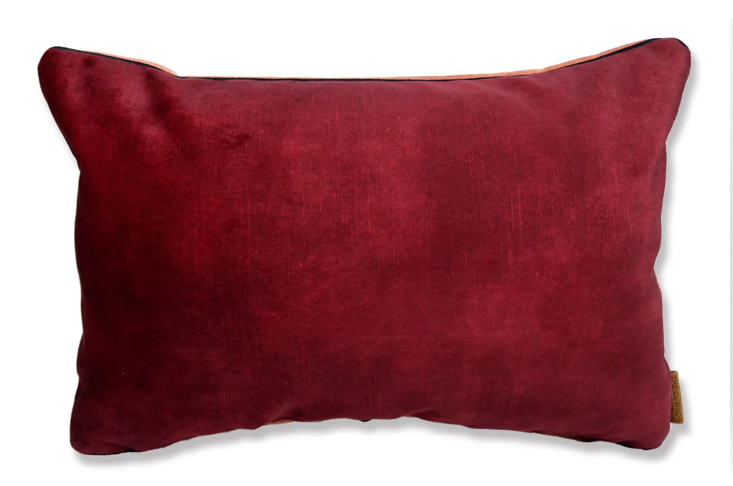 The CASAMANCE カサマンス ニット・ ベルベット ツートンクッション (カーディナルレッド&ピーチ) 45×30cm 中材付 - HOUSE OF JAPAN Shop