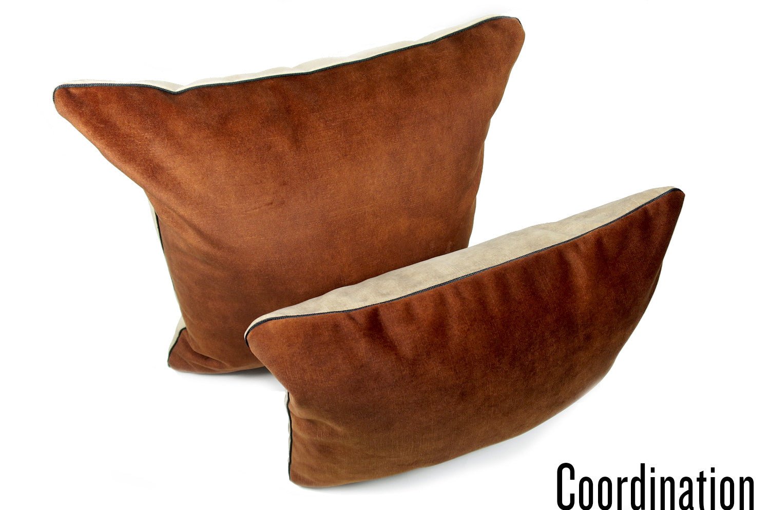 The CASAMANCE カサマンス ニット・ ベルベット ツートンクッション (チョコレート&ベージュ) 45×30cm 中材付 - HOUSE OF JAPAN Shop
