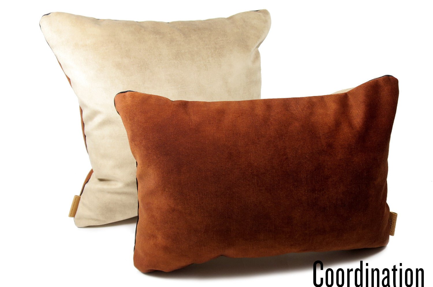 The CASAMANCE カサマンス ニット・ ベルベット ツートンクッション (チョコレート&ベージュ) 45×30cm 中材付 - HOUSE OF JAPAN Shop