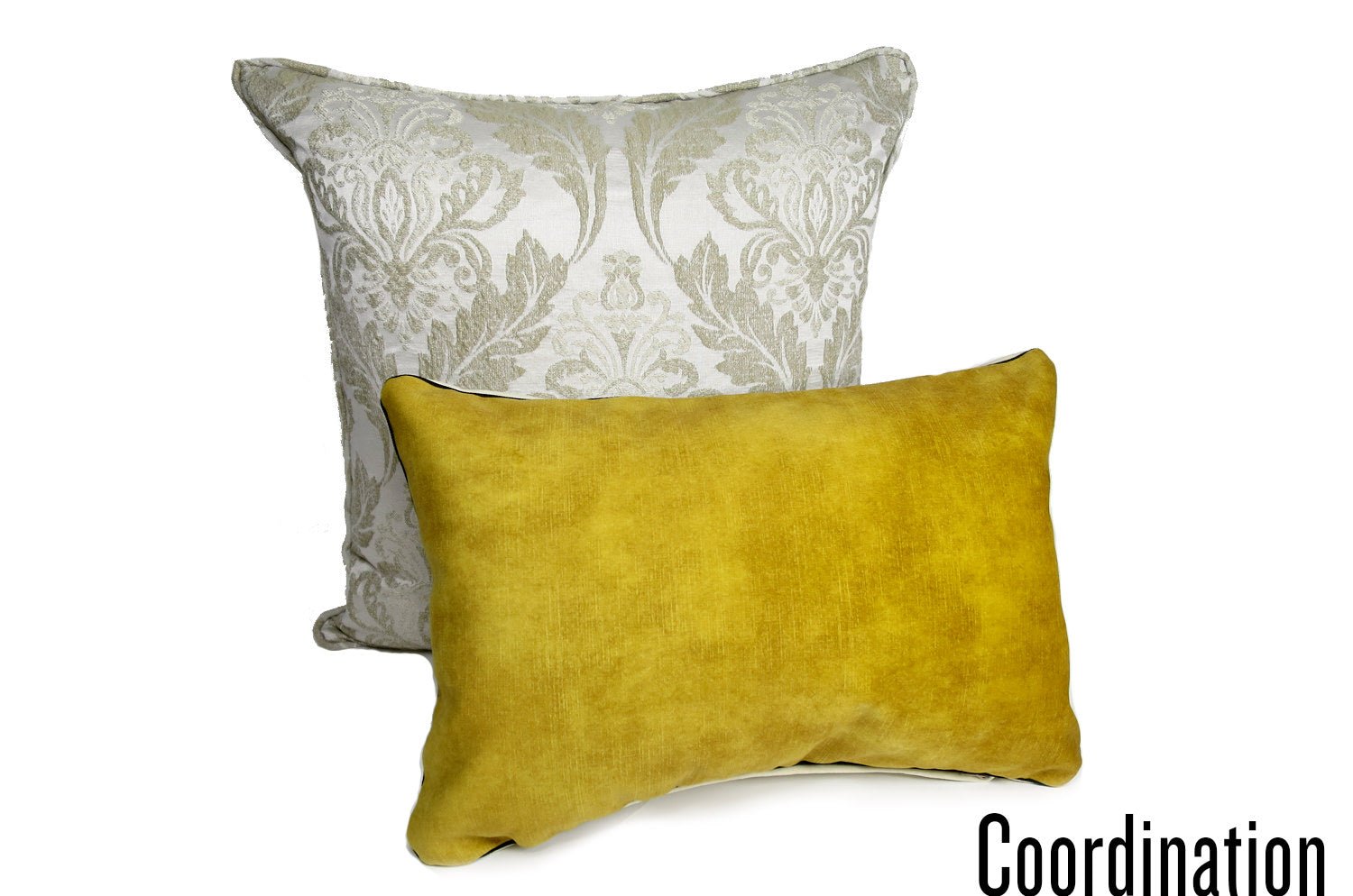 The CASAMANCE カサマンス ニット・ベルベット ツートンクッション (ハニー&クリーム) 45×30cm 中材付 - HOUSE OF JAPAN Shop