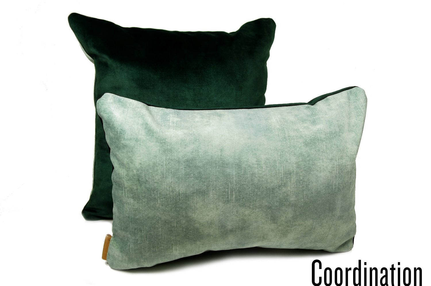 The CASAMANCE カサマンス ニット・ベルベット ツートンクッション (ファーグリーン&アクアグリーン) 45×30cm 中材付 - HOUSE OF JAPAN Shop