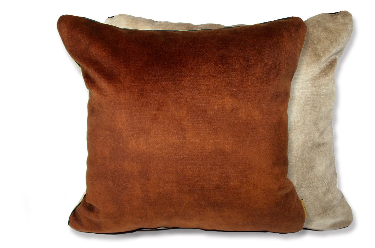 The CASAMANCE カサマンス ニット・ベルベット ツートンクッションカバー (チョコレート&ベージュ) 45×45cm - HOUSE OF JAPAN Shop