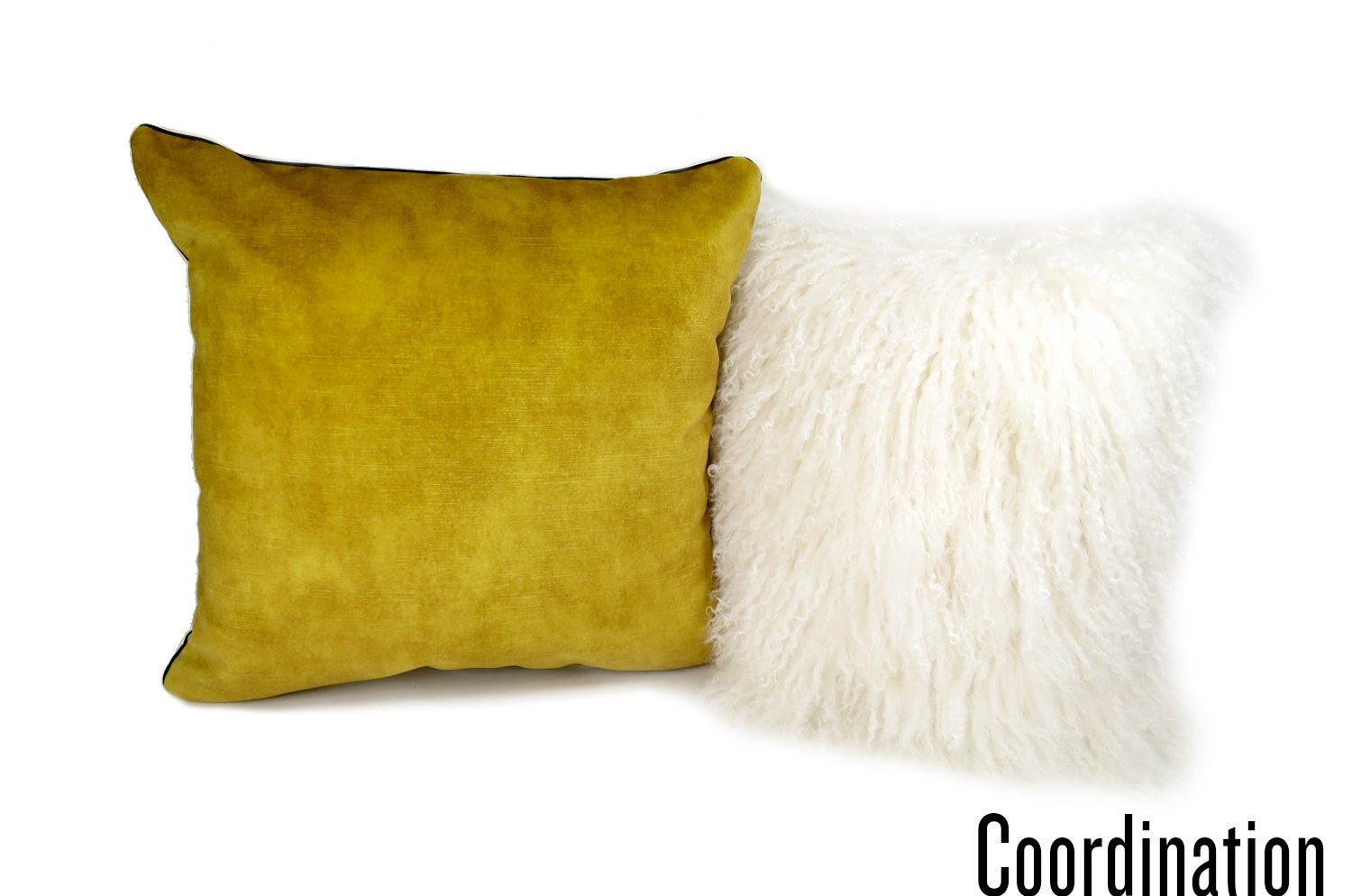 The CASAMANCE カサマンス ニット・ベルベット ツートンクッションカバー (ハニー&クリーム) 45×45cm - HOUSE OF JAPAN Shop