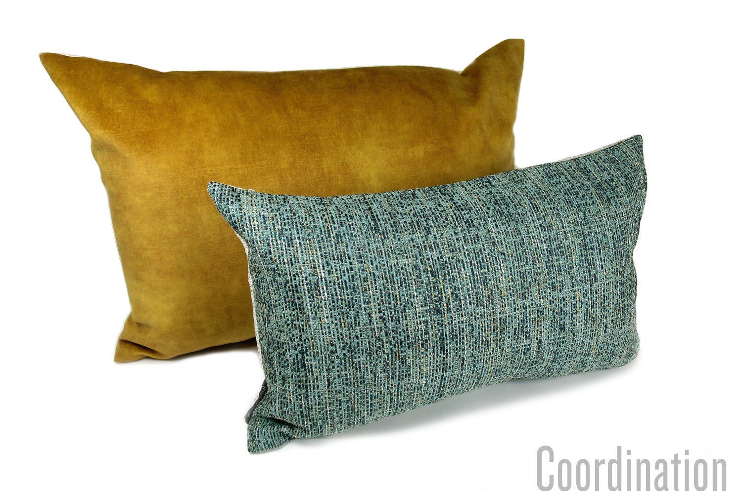 The CASAMANCE カサマンス ニット・ベルベット ツートンクッション (ハニー&クリーム) 60×40cm 中材付 - HOUSE OF JAPAN Shop