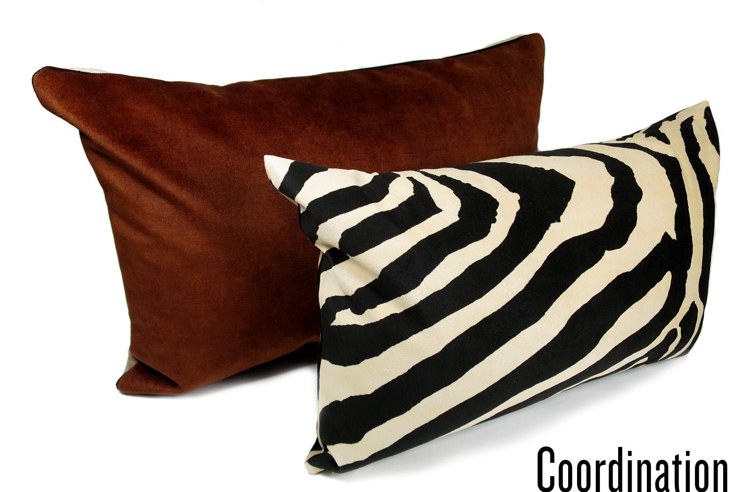 The CASAMANCE カサマンス ニット・ ベルベットクッション (チョコレート&ベージュ) 60×40cm 中材付 - HOUSE OF JAPAN Shop