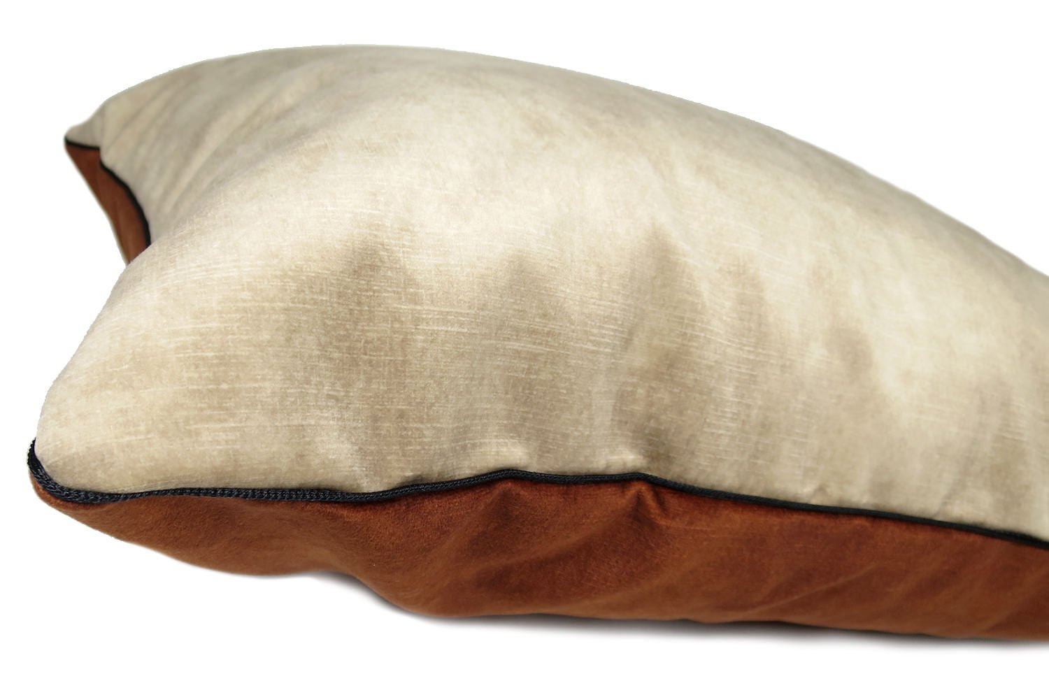 The CASAMANCE カサマンス ニット・ ベルベットクッション (チョコレート&ベージュ) 60×40cm 中材付 - HOUSE OF JAPAN Shop