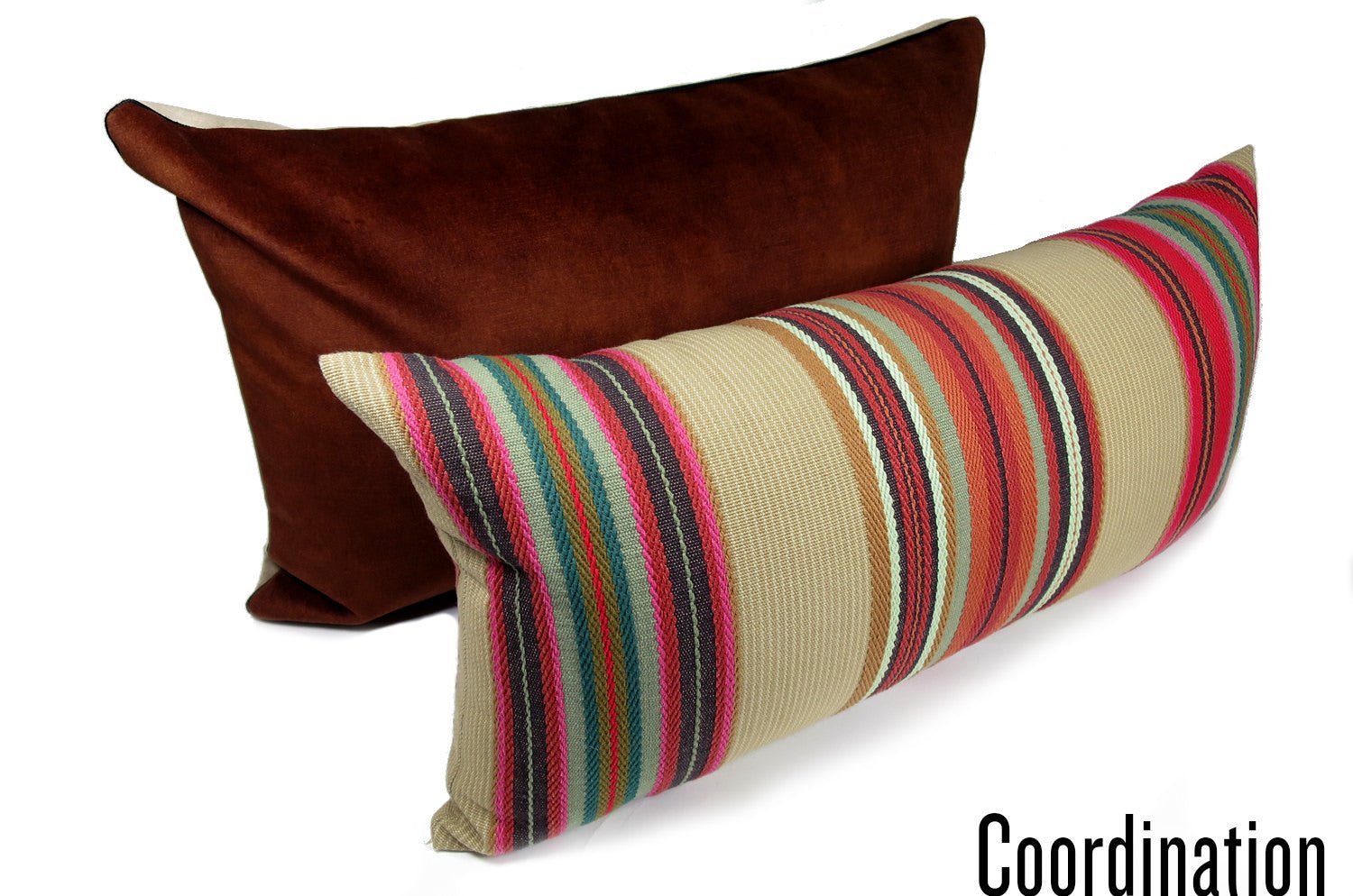 The CASAMANCE カサマンス ニット・ ベルベットクッション (チョコレート&ベージュ) 60×40cm 中材付 - HOUSE OF JAPAN Shop