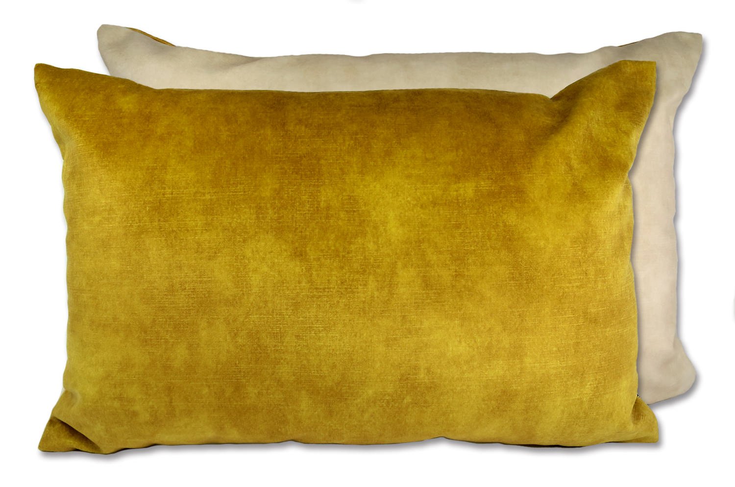 The CASAMANCE カサマンス ニット・ベルベット ツートンクッション (ハニー&クリーム) 60×40cm 中材付 - HOUSE OF JAPAN Shop