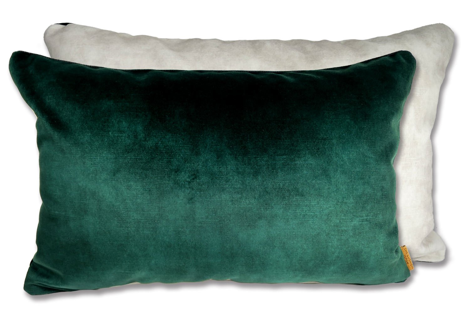 The CASAMANCE カサマンス ニット・ベルベットクッション (ファーグリーン&アイボリー) 60×40cm 中材付 - HOUSE OF JAPAN Shop