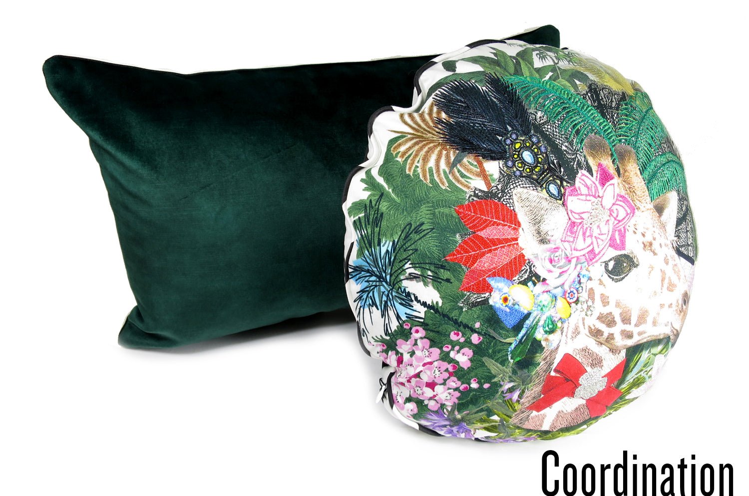 The CASAMANCE カサマンス ニット・ベルベットクッション (ファーグリーン&アイボリー) 60×40cm 中材付 - HOUSE OF JAPAN Shop