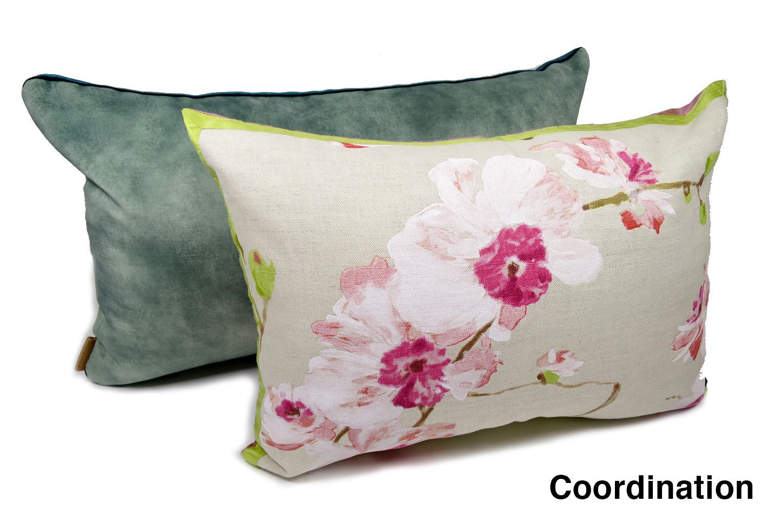 The CASAMANCE カサマンス ニットベルベットクッション BLEU TOPAZE & VERT DE GRIS 66×38cm 中材付 - HOUSE OF JAPAN Shop