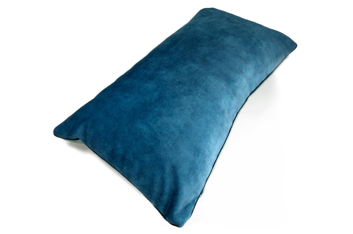 The CASAMANCE カサマンス ニットベルベットクッション BLEU TOPAZE & VERT DE GRIS 66×38cm 中材付 - HOUSE OF JAPAN Shop
