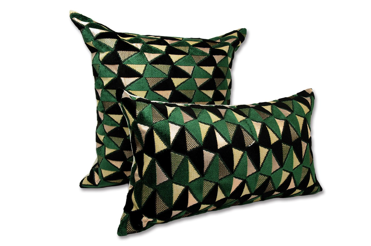 The CHARLOTTE シャルロット フランス製 ジャガードベルベット クッション (Vert/Noir) 50×30cm 中材付 - HOUSE OF JAPAN Shop