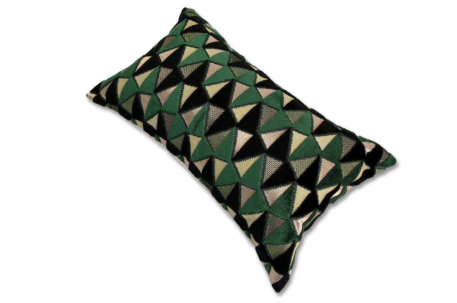 The CHARLOTTE シャルロット フランス製 ジャガードベルベット クッション (Vert/Noir) 50×30cm 中材付 - HOUSE OF JAPAN Shop