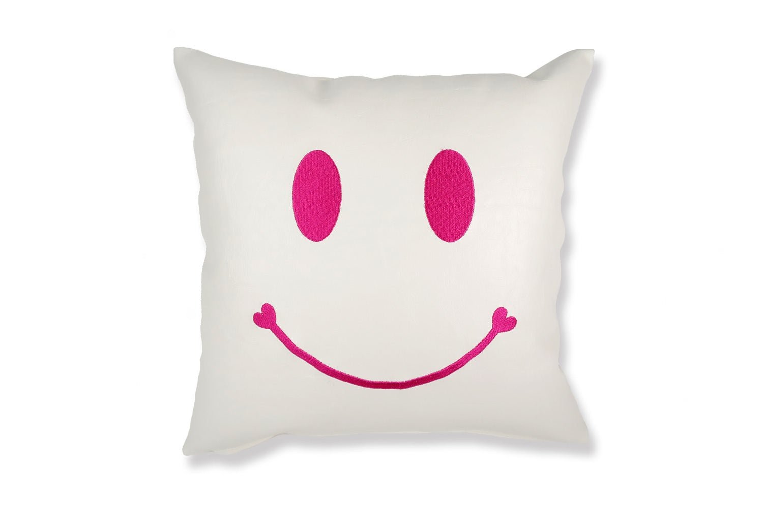 The Chibi Smile チビスマイル キュートピンクスマイル 『ニコフェイス®』刺繍クッション ホワイト 34×34cm 中材付 - HOUSE OF JAPAN Shop