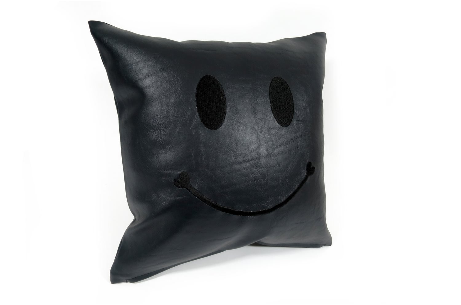 The Chibi Smile チビスマイル ブラック 『ニコフェイス®』刺繍クッション ブラック 34×34cm 中材付 - HOUSE OF JAPAN Shop